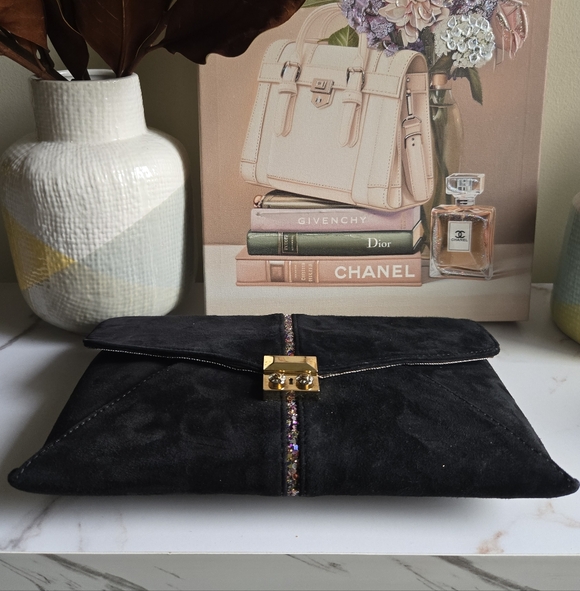 Henri Bendel Suede Flap Clutch GUC - Picture 7 of 13